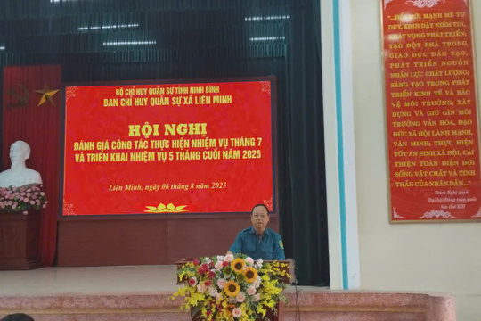 BAN CHQS XÃ LIÊN MINH TỔ CHỨC HỘI NGHỊ ĐÁNH GIÁ NHIỆM VỤ THÁNG 7 VÀ TRIỂN KHAI NHIỆM VỤ 5 THÁNG CUỐI NĂM 2025 